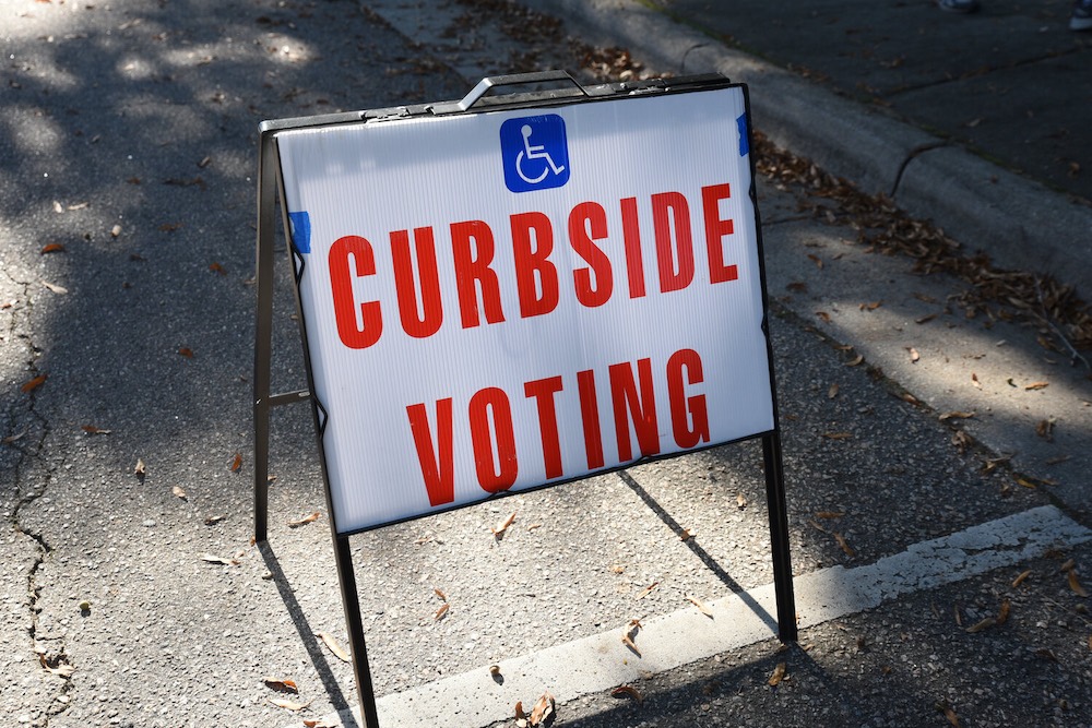 image of a sign for curbside voting