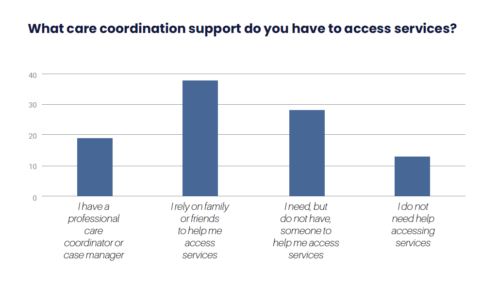 Visualization of data to question: "What care coordination support do you have to access services?" provided in the table above