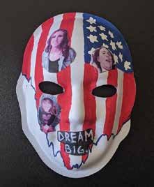 Mask with American flag painted and words Dream Big