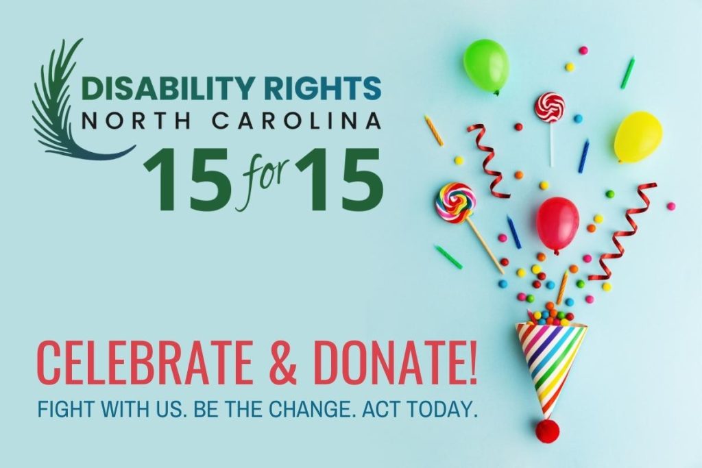 Birthday banner that reads, "Celebrate and Donate! Fight with us. Be the change. Act today."