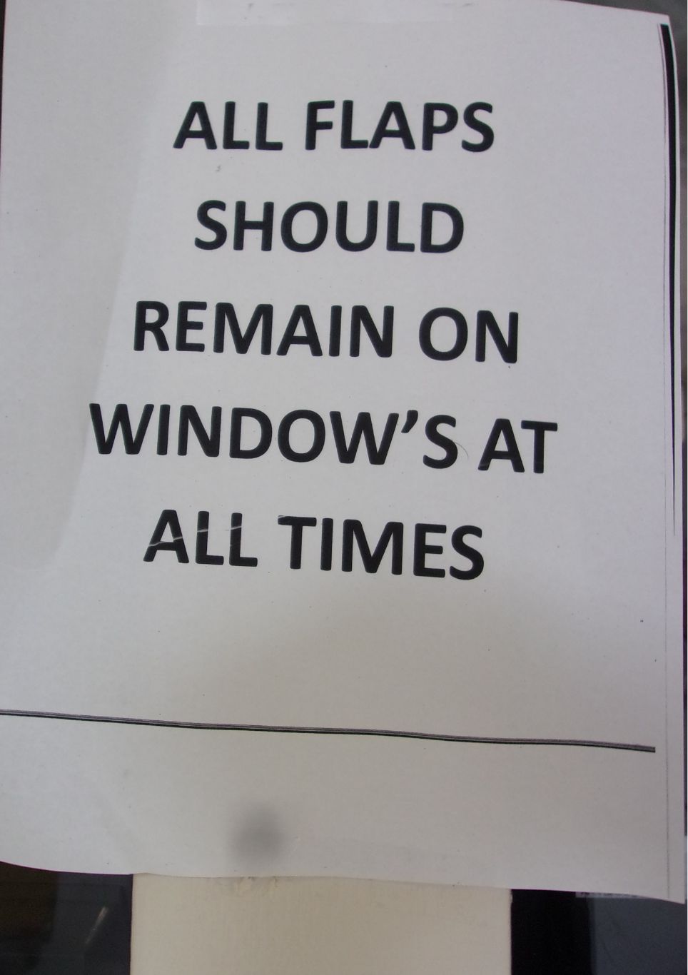 Notice regarding flaps at Dillon JDC