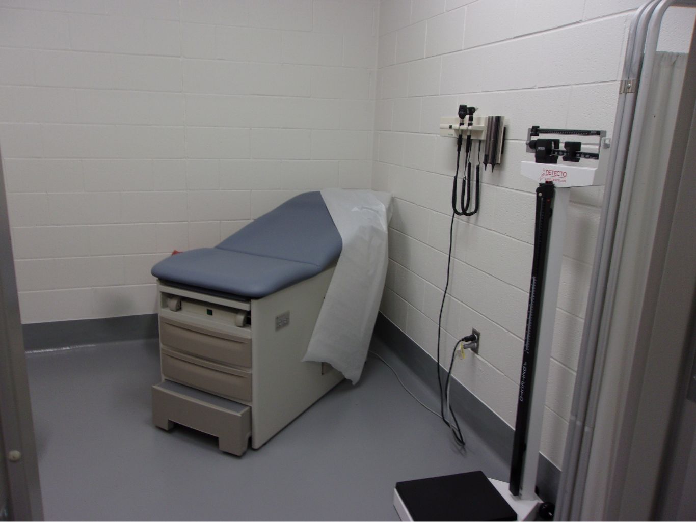 A medical exam room at Durham County Youth Home