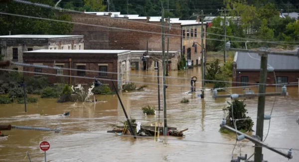 flooding in Asheville after Helene.