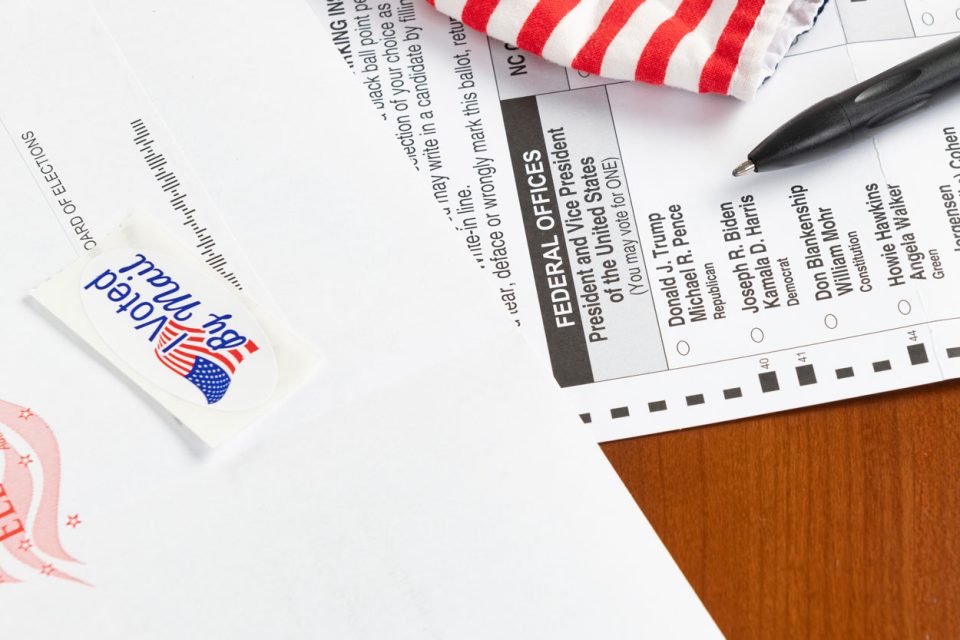Voting materials on table