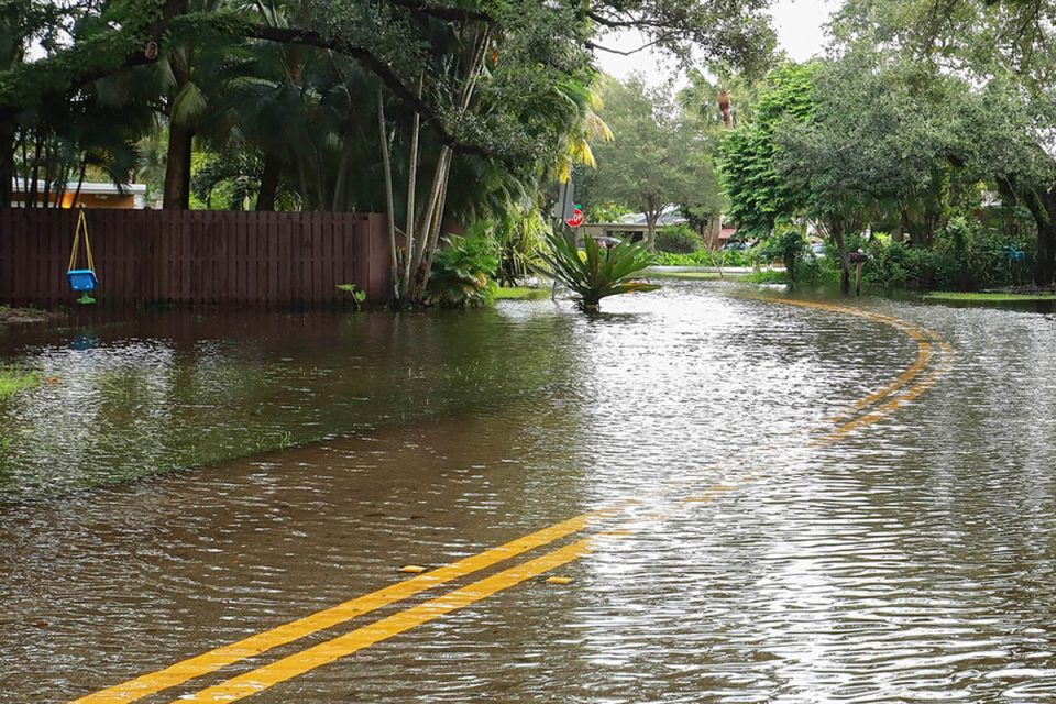 Flooded neighborhood streets